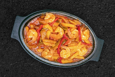Camarones en Salsa y Pimientos